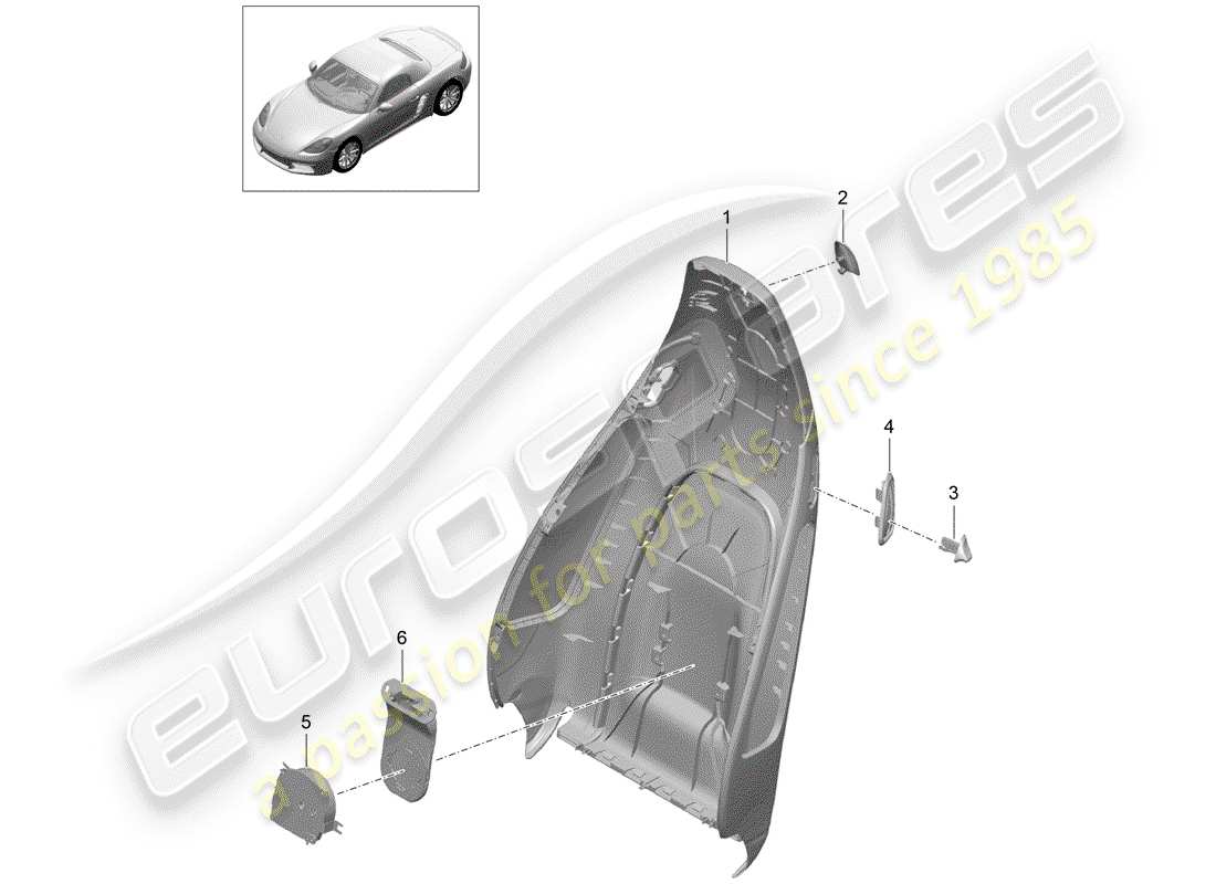 porsche 2017 (718 boxster) backrest shell part diagram