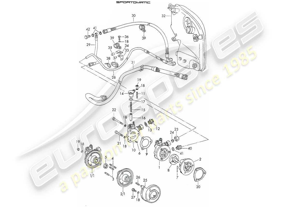 porsche 1970 (911) oil supply - for - torque converter - sportomatic - d >> - mj 1971 part diagram