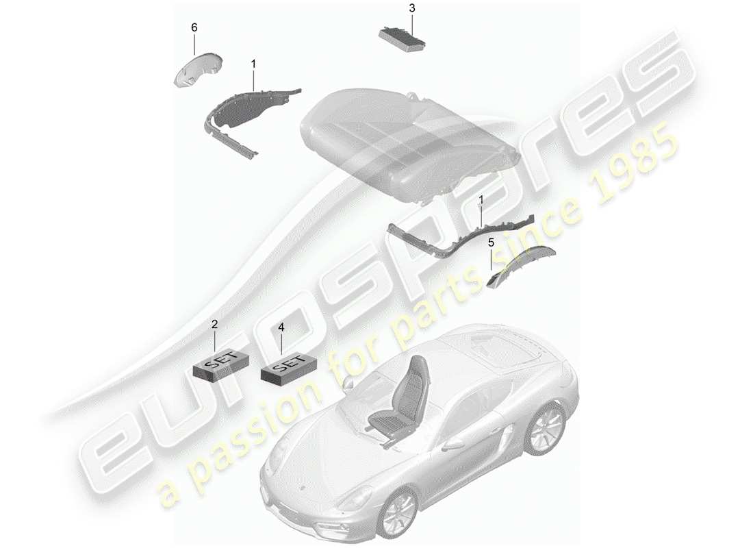 porsche 2015 (981 cayman) padding for seat part diagram