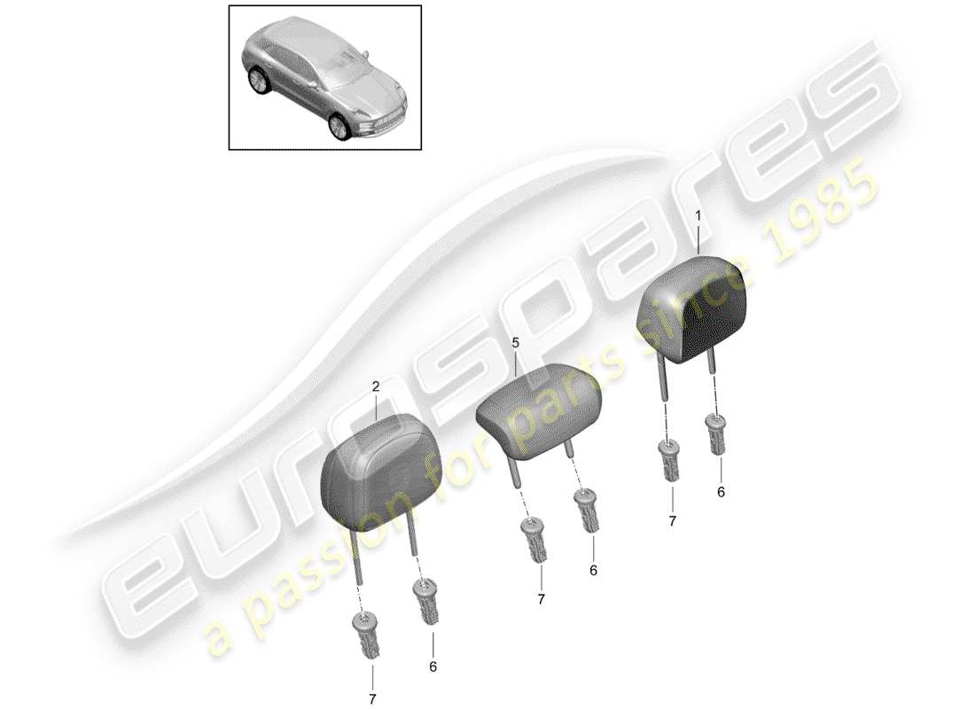 porsche 2019 (macan) headrest part diagram