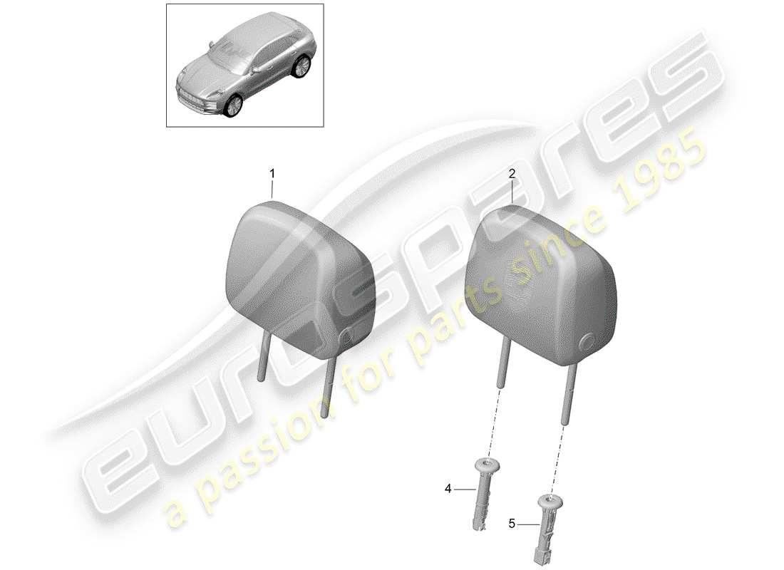 porsche 2019 (macan) headrest part diagram