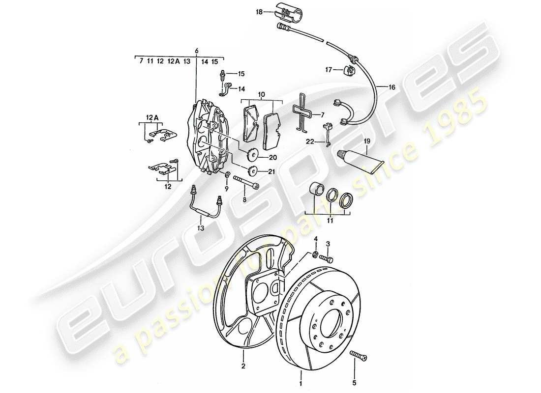 porsche 1990 (928) disc brakes - see technical information - gr.4 nr. 1/89 part diagram
