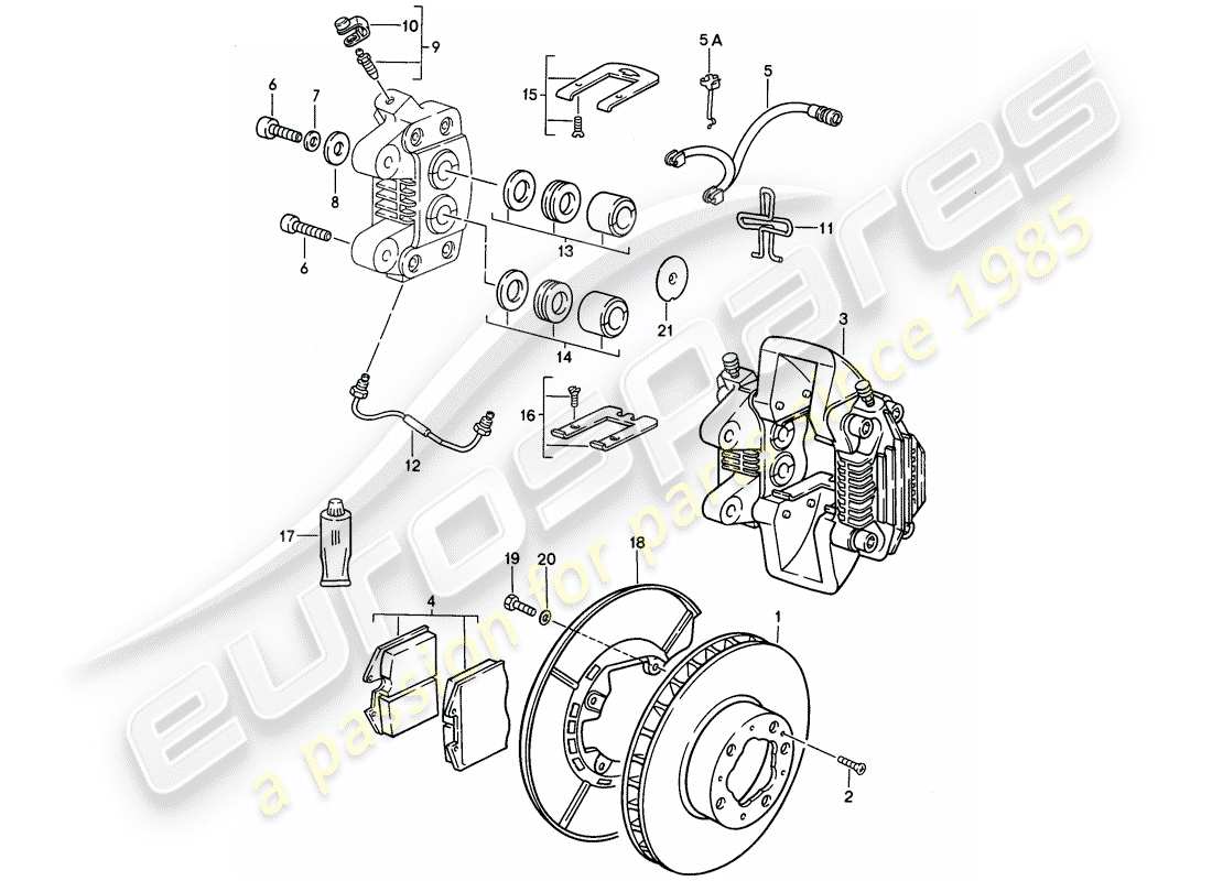 porsche 968 (1994) disc brakes - rear axle part diagram