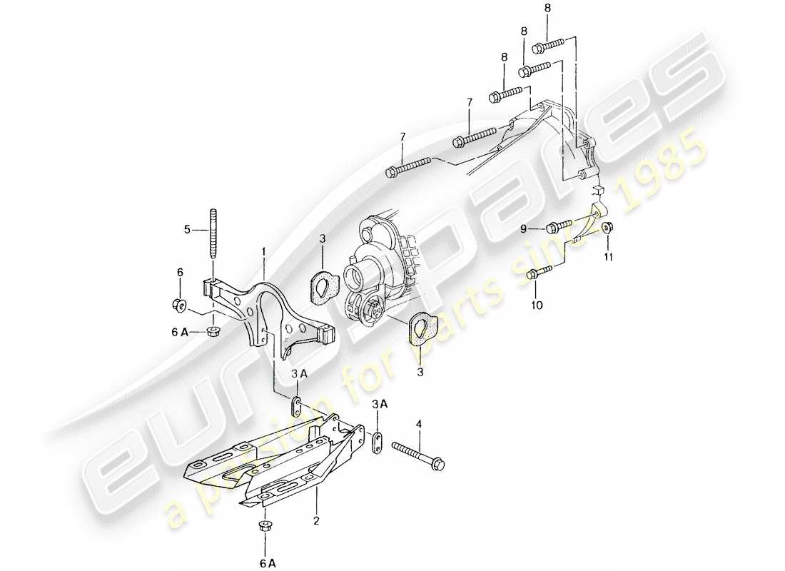 porsche 996 (2000) manual gearbox - gearbox mounting - engine part diagram