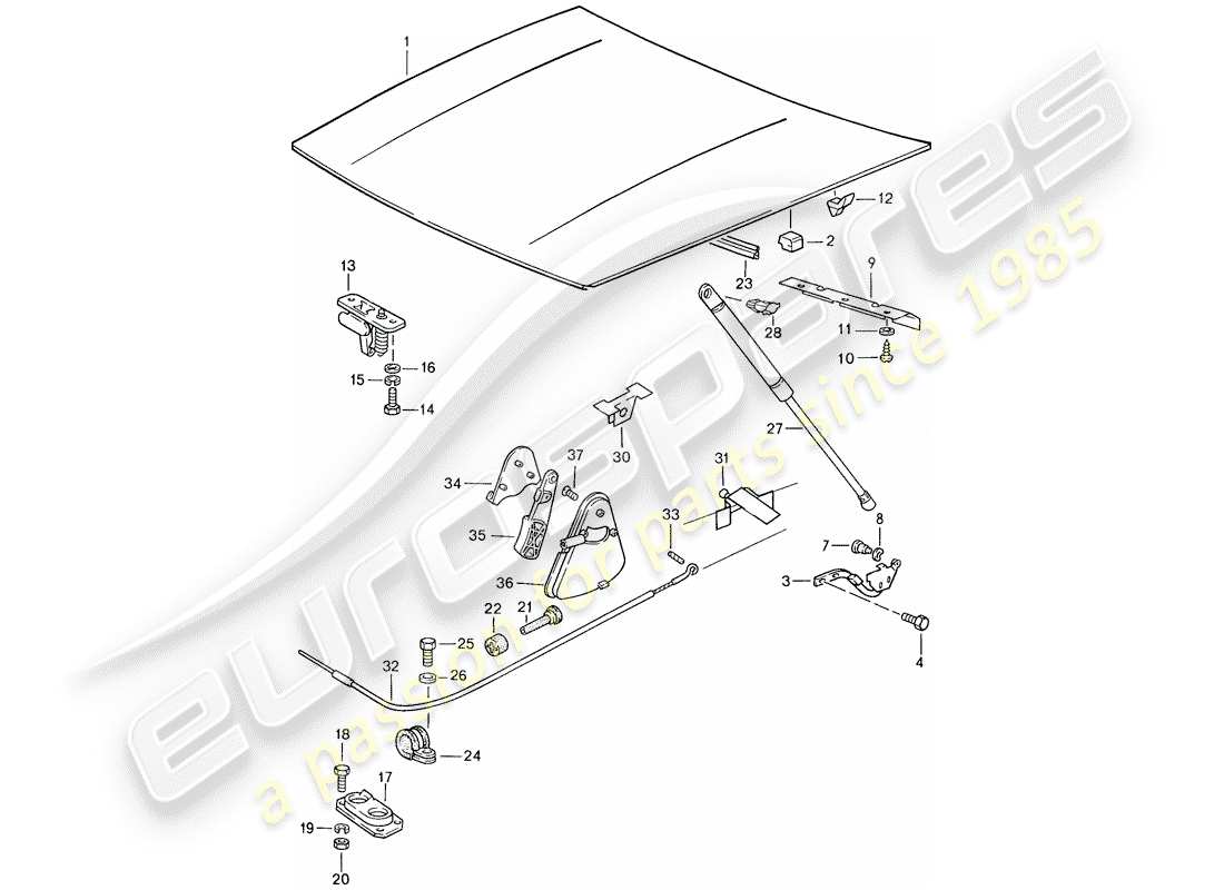 porsche 1991 (944) cover - actuator part diagram
