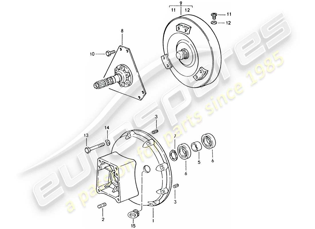 porsche 1994 (928) automatic transmission - torque converter - converter housing part diagram