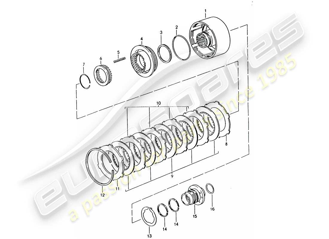 porsche 1994 (928) automatic transmission - clutch - k 2 part diagram