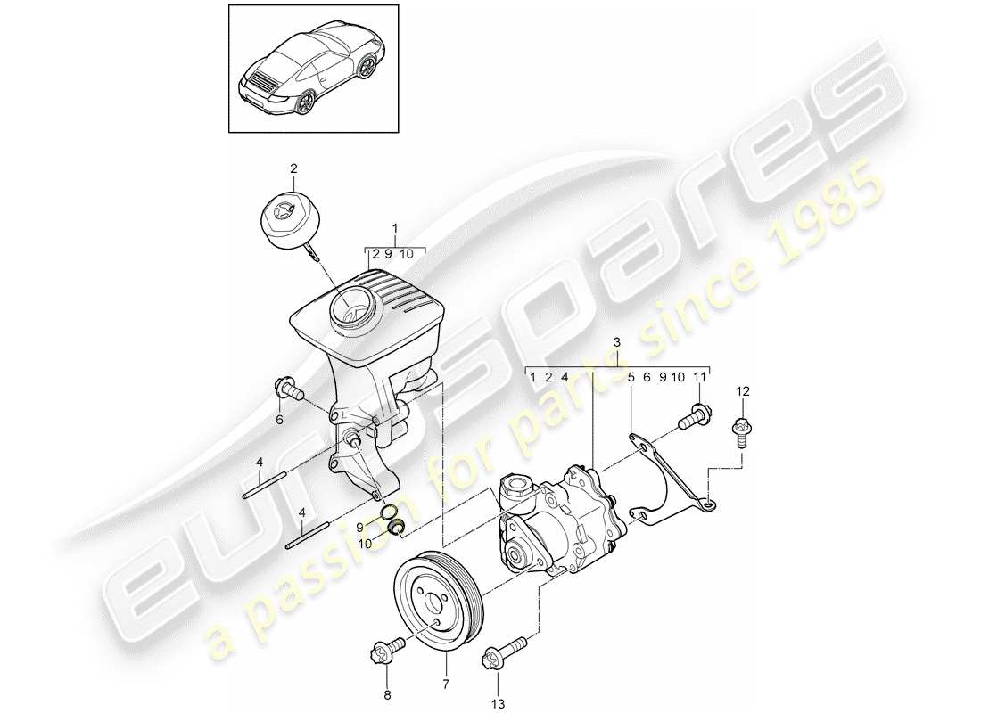 porsche 997 gen. 2 (2010) power steering part diagram