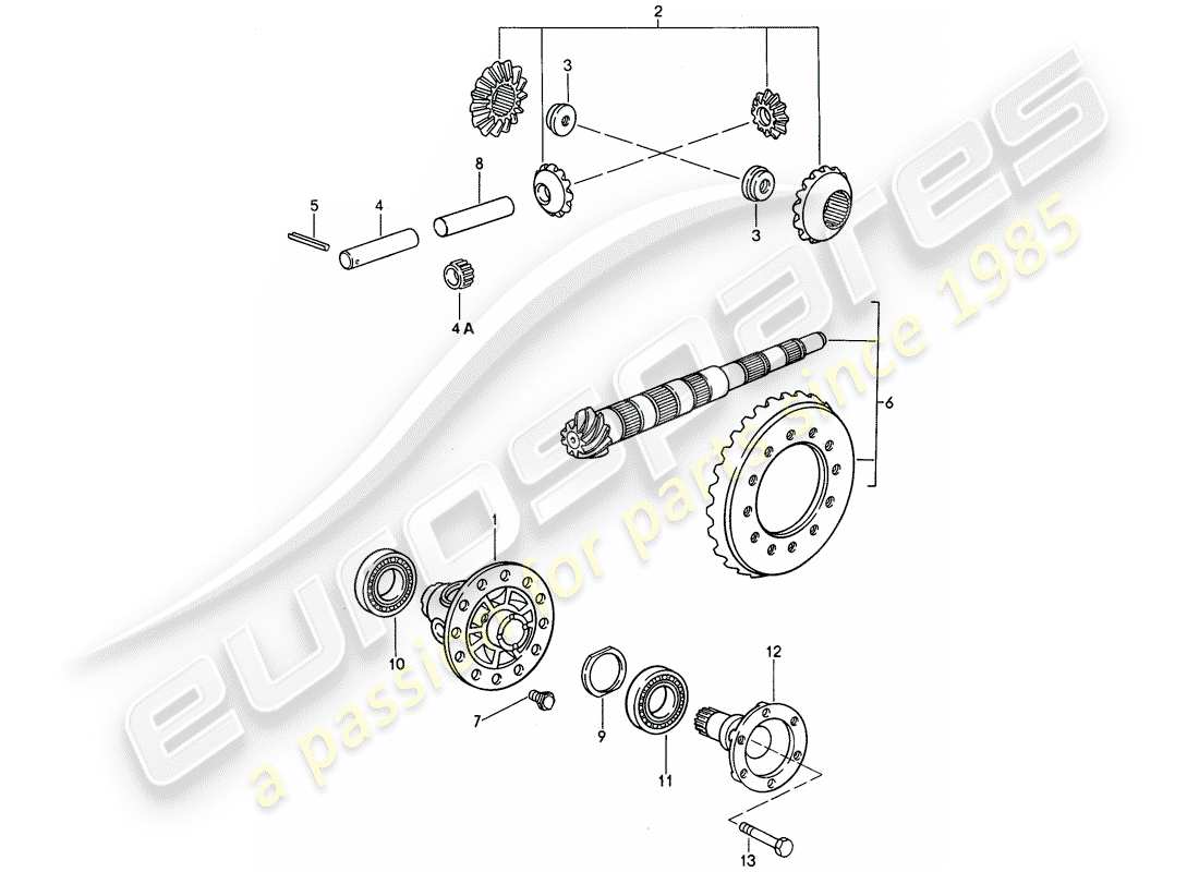 porsche 1994 (968) manual gearbox - differential part diagram