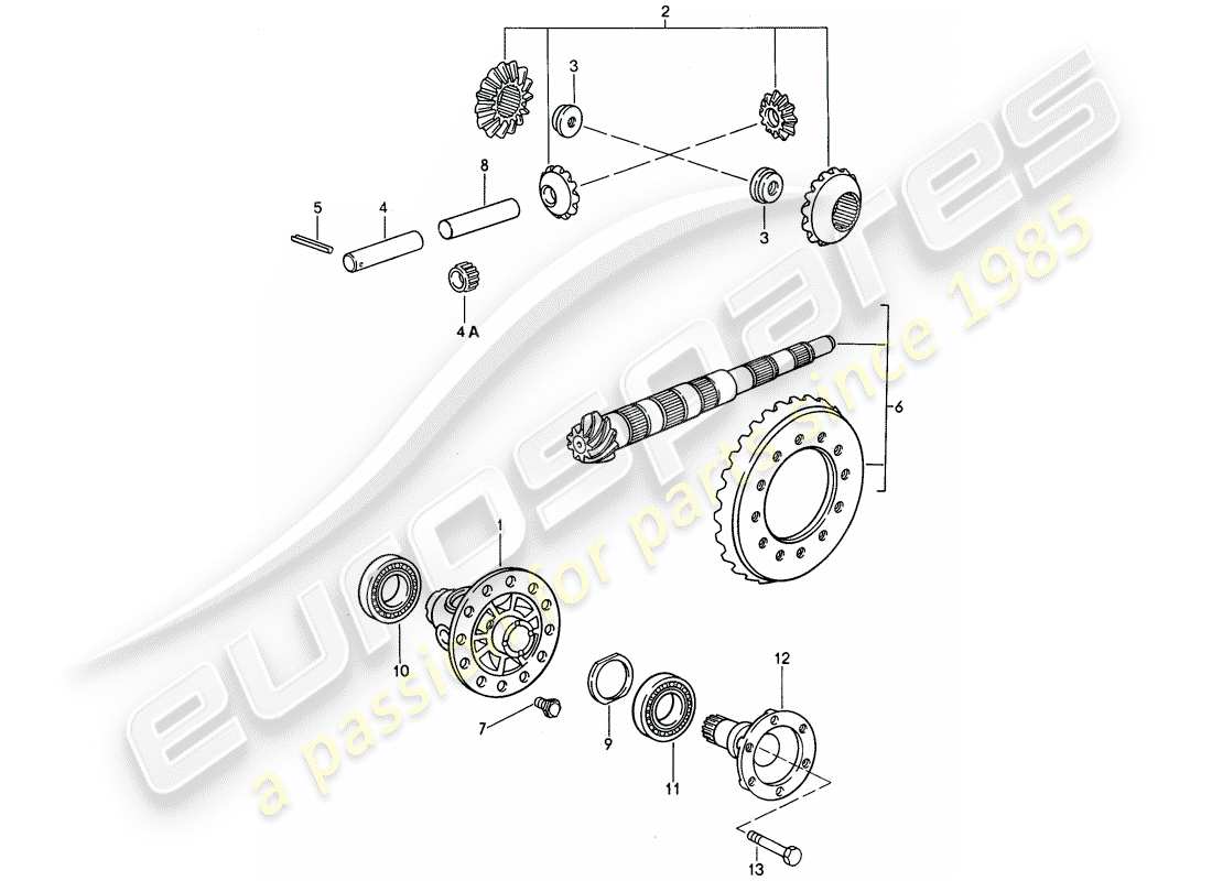 porsche 968 (1994) manual gearbox - differential part diagram