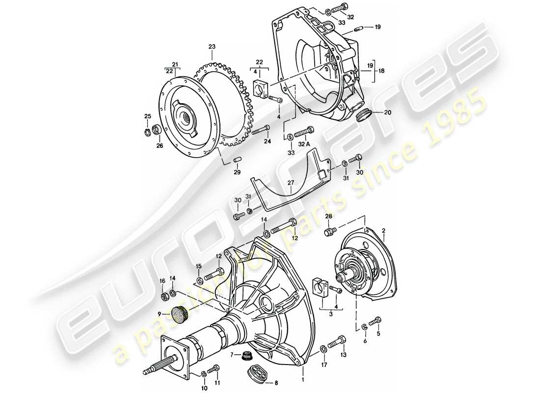porsche 1982 (944) central tube - automatic transmission parts diagram