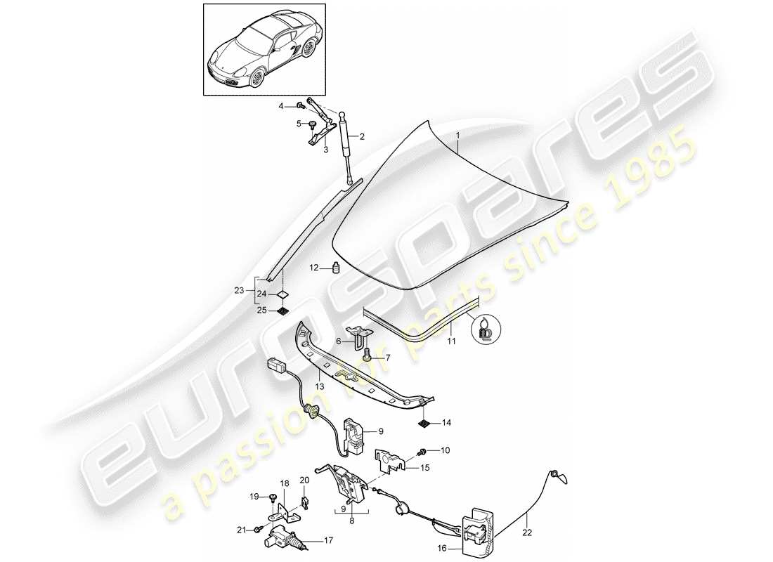 porsche 2009 (987 cayman) cover part diagram
