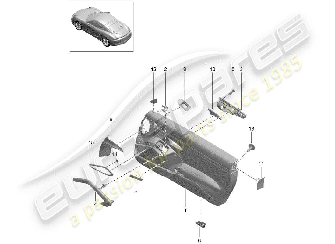porsche 2016 (981 cayman) door panel part diagram