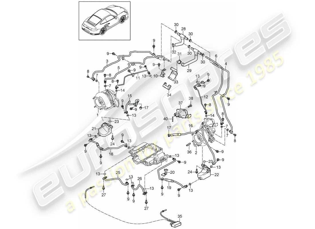 porsche 2013 (997-2 turbo / gt2 rs) exhaust gas turbocharger part diagram