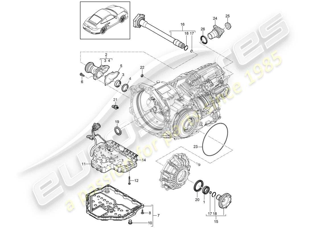 porsche 2012 (997-2 turbo / gt2 rs) - pdk - part diagram