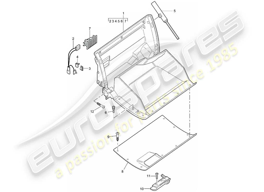 porsche 1999 (986 boxster) glove box - d - mj 2003>> part diagram