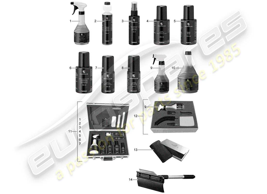porsche 2005 (tequipment) cleaning agent part diagram