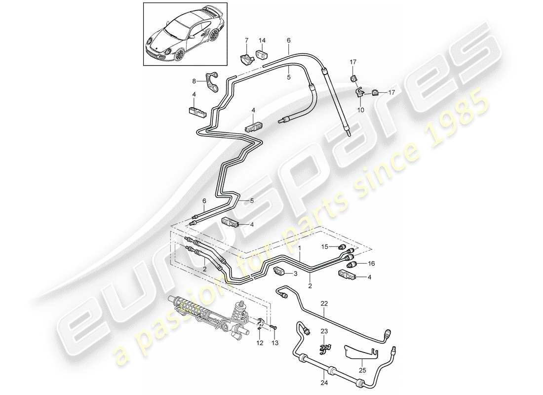 porsche 2012 (997-2 turbo / gt2 rs) power steering part diagram