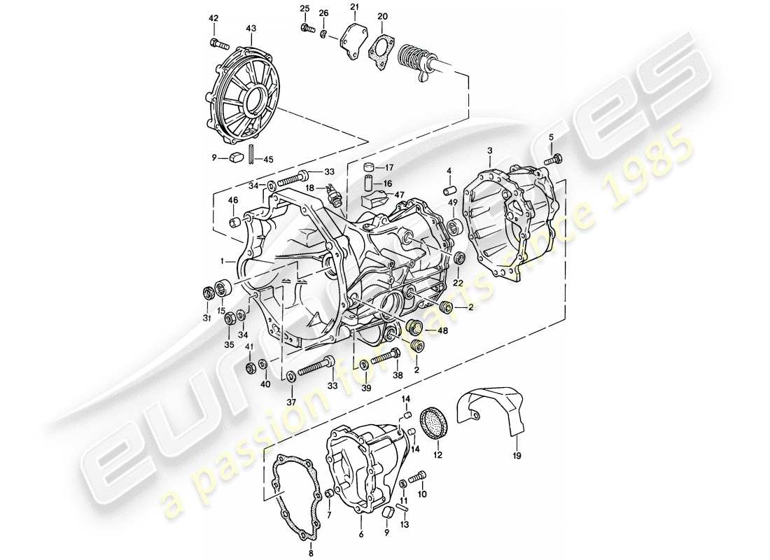 porsche 1986 (944) replacement transmission - transmission case - manual gearbox part diagram