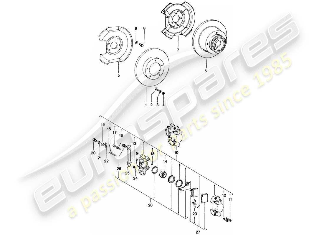 porsche 1973 (914) disc brakes part diagram