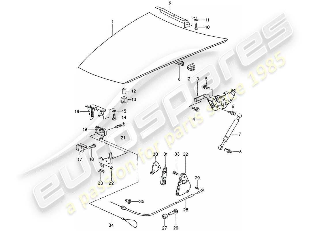 porsche 1994 (968) cover - actuator part diagram
