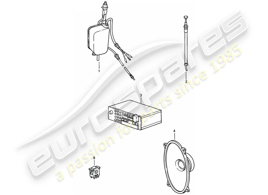 porsche 1985 (911) radio unit - installation parts part diagram