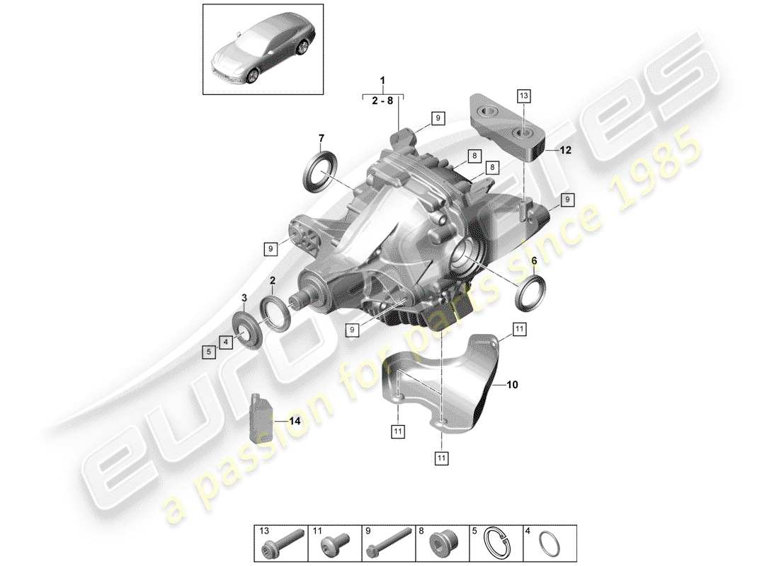 porsche 2019 (panamera 971-1) rear axle differential part diagram