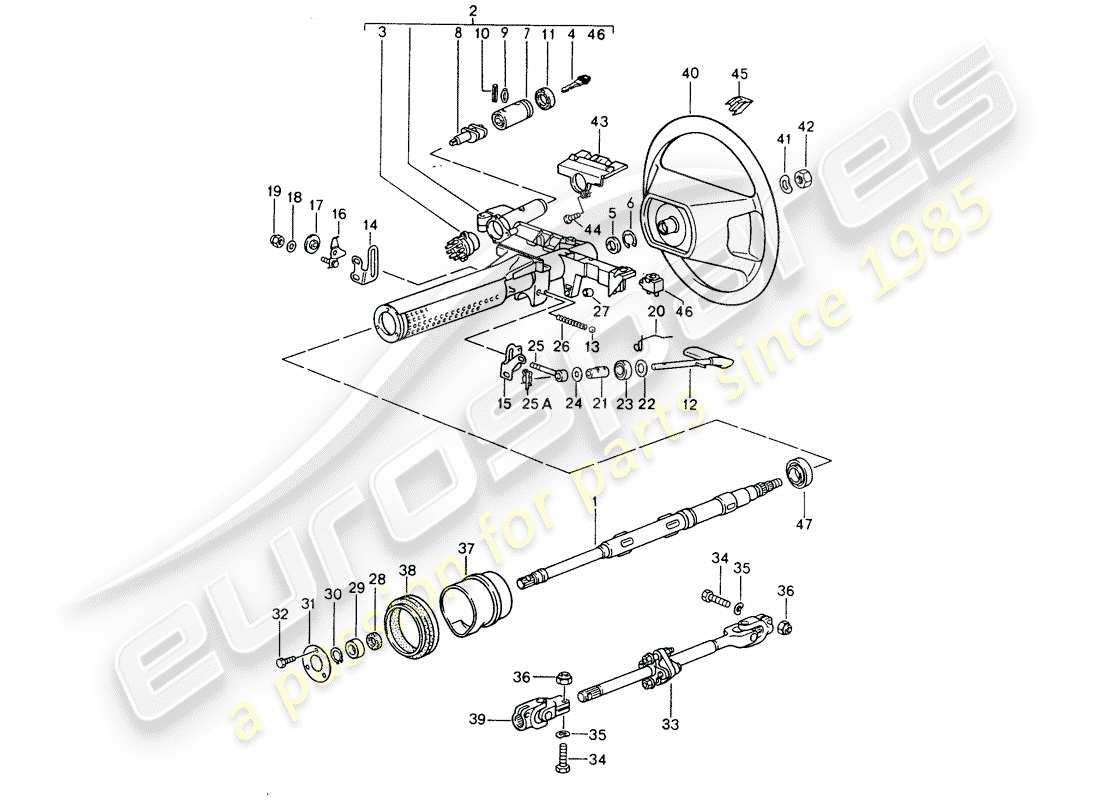 porsche 1988 (928) steering parts - steering wheel - airbag - d - mj 1990>> part diagram