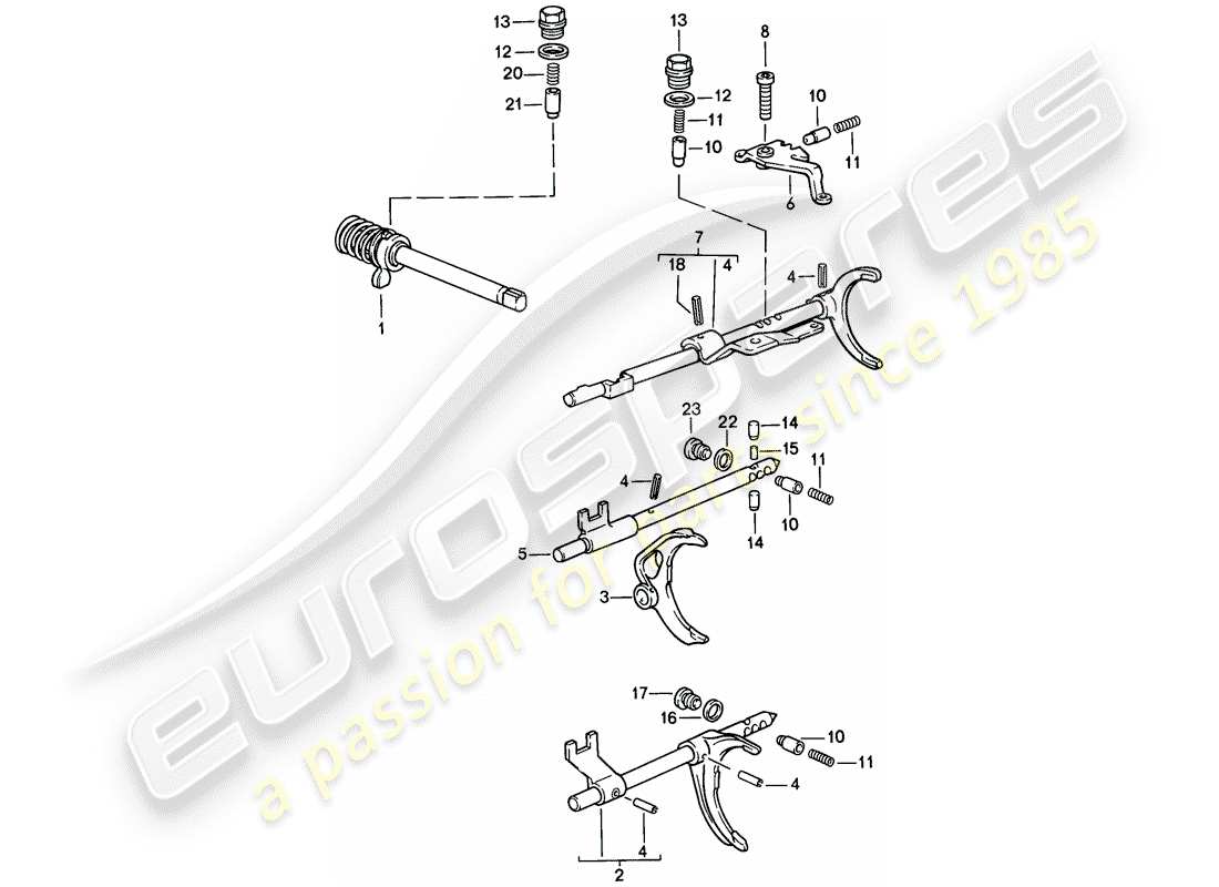 porsche 1988 (944) transmission control - - manual gearbox part diagram