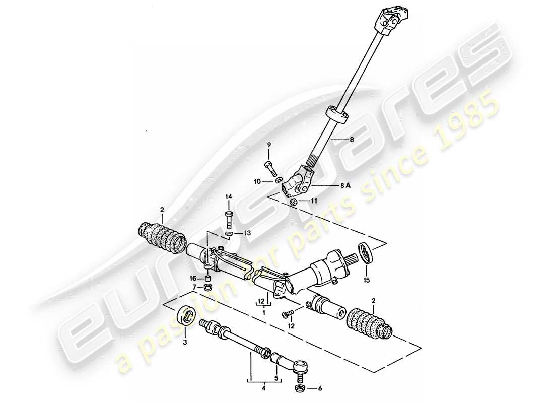 porsche 1994 (928) steering gear - steering track rod part diagram