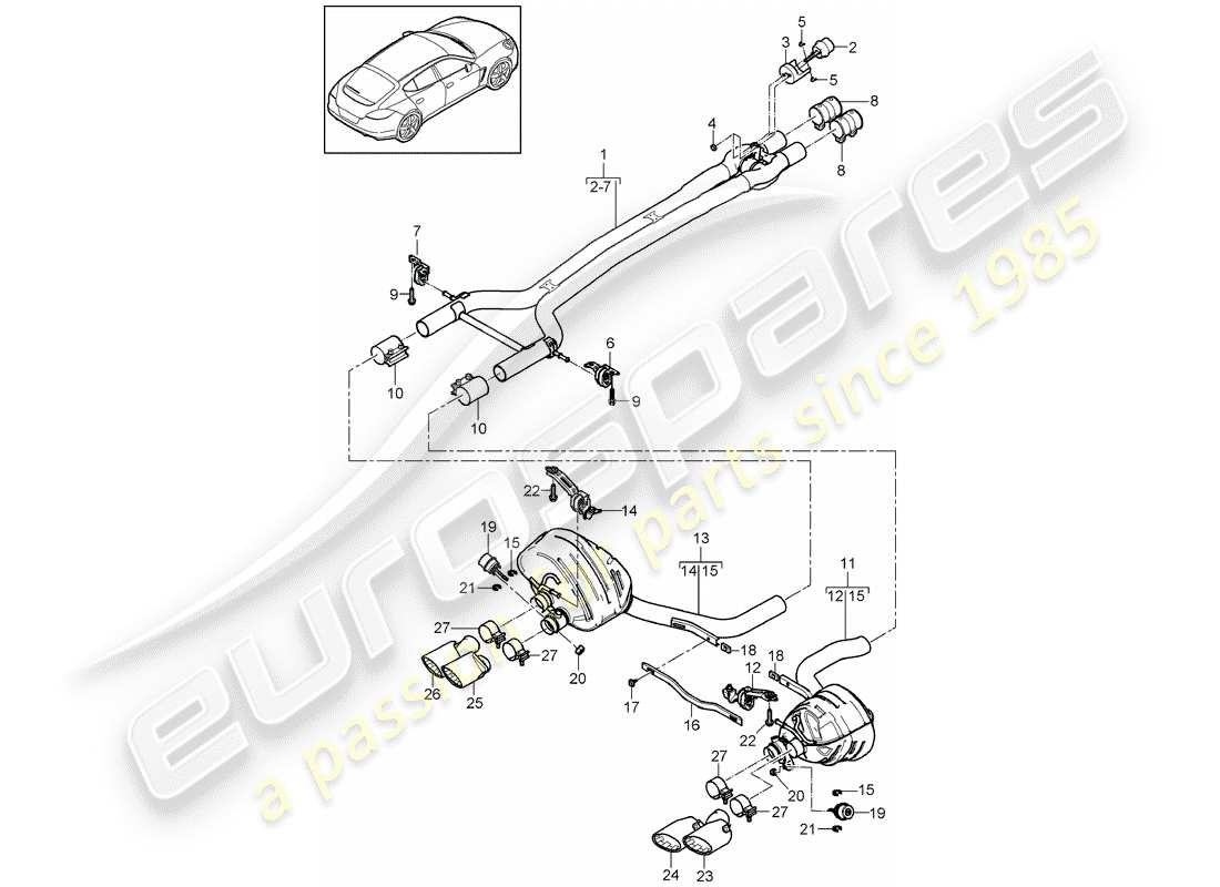 porsche 2015 (panamera 970) exhaust system part diagram