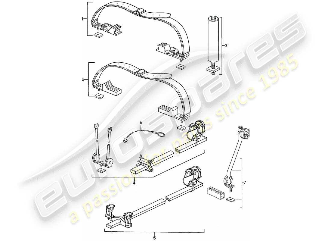 porsche 1986 (944) roof transport system part diagram