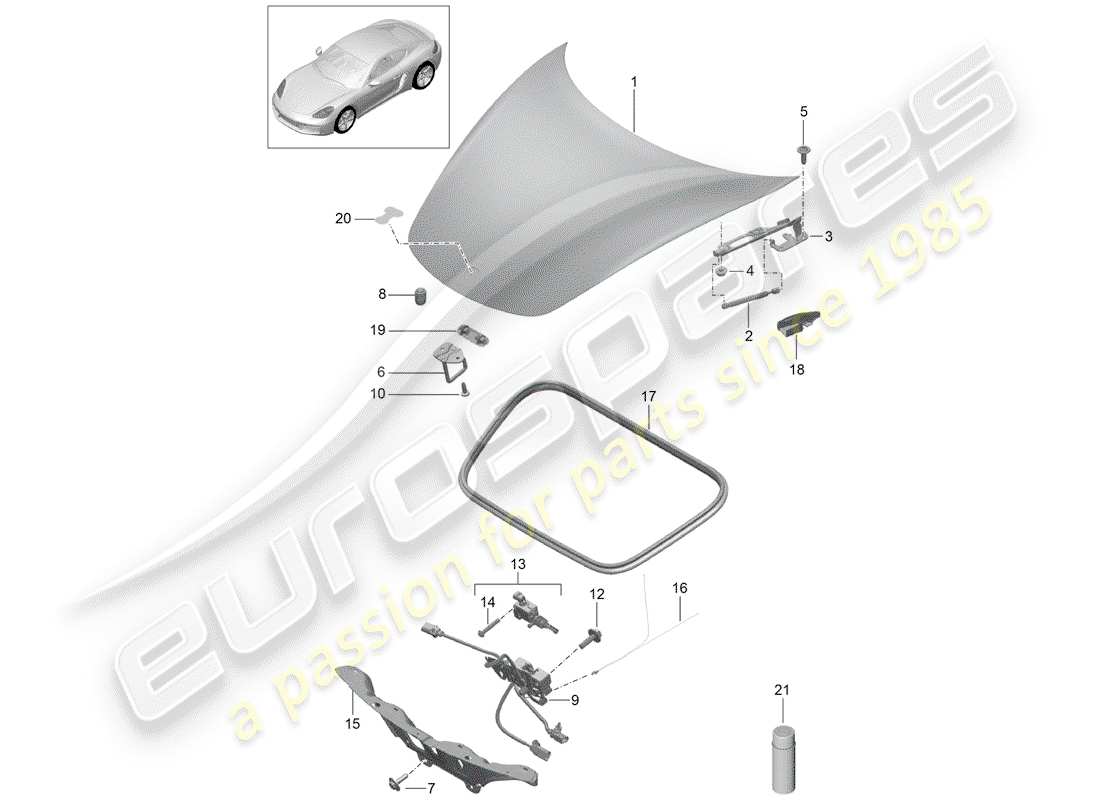 porsche 2017 (718 cayman) cover part diagram