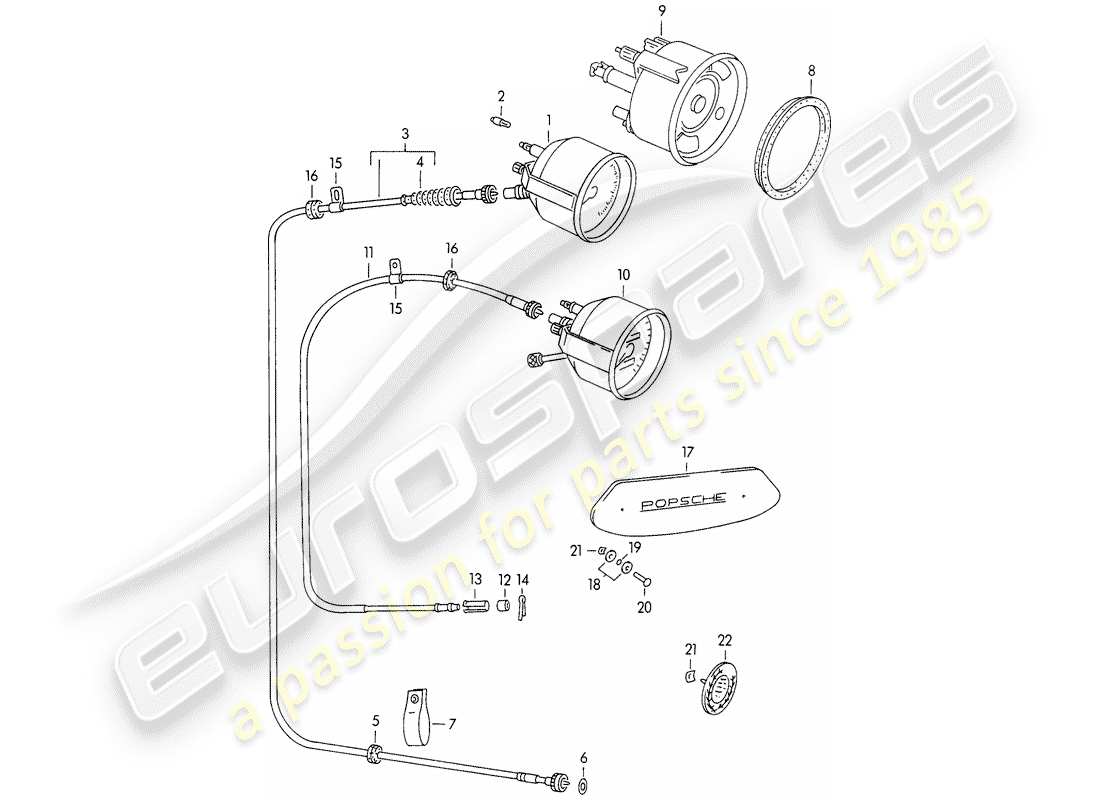 porsche 1954 (356/356a) instruments parts diagram
