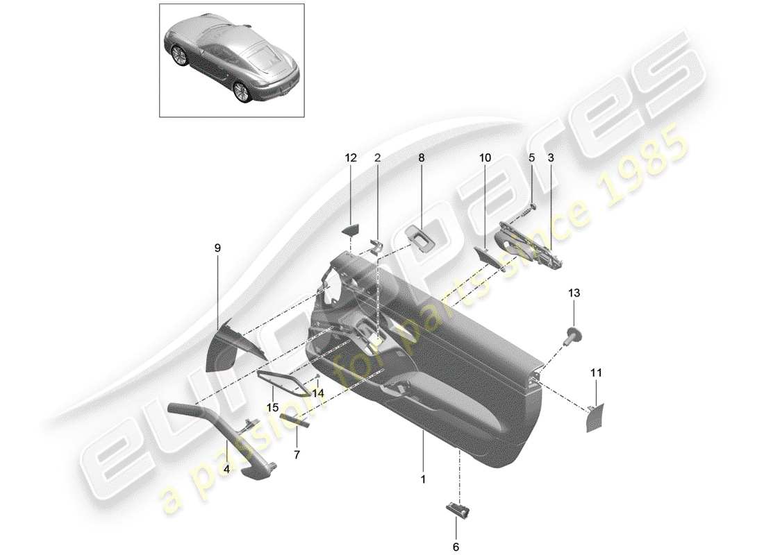 porsche 2016 (981 cayman) door panel part diagram