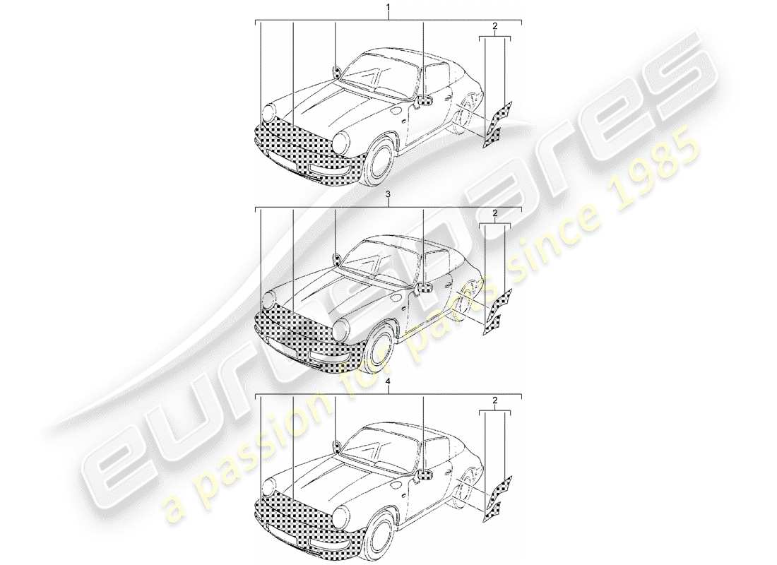 porsche 2013 (accessories) stone protection foil part diagram