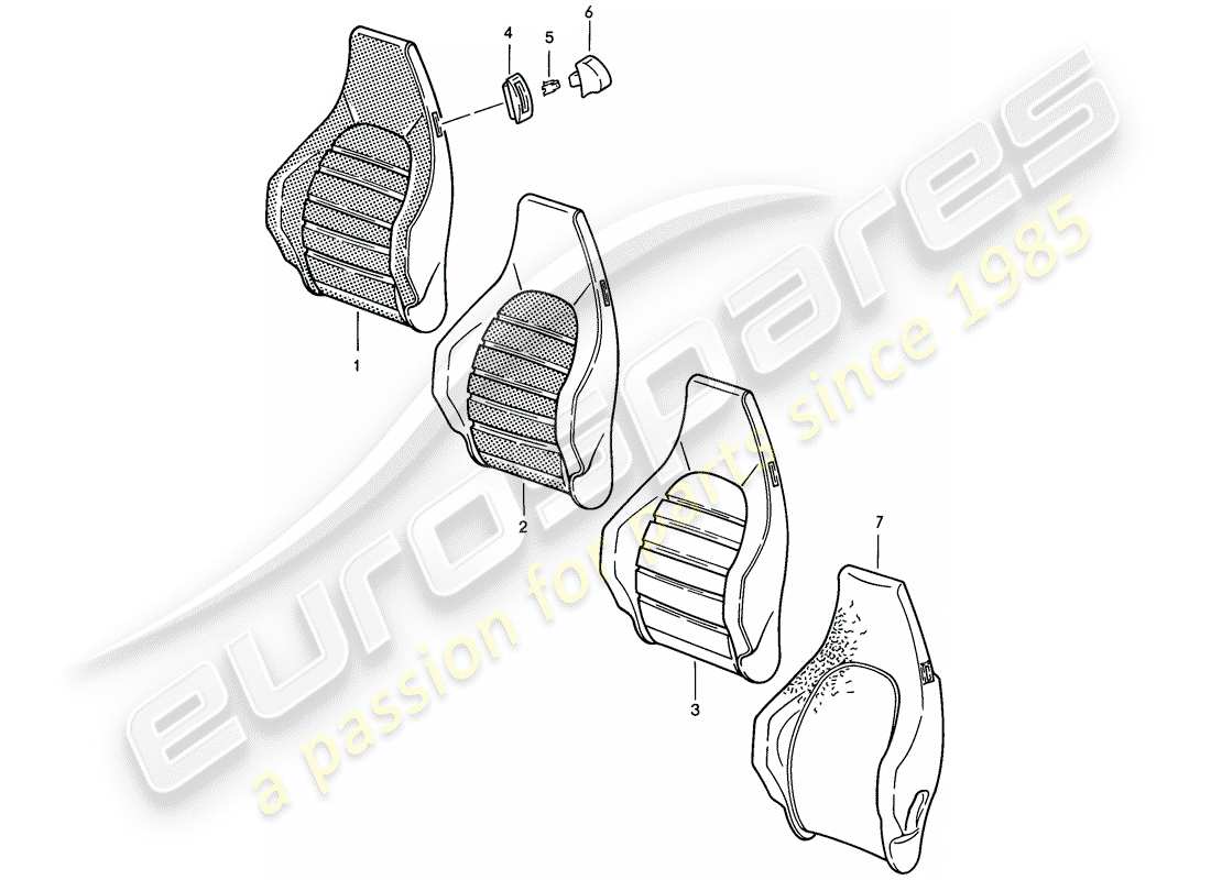 porsche 1986 (911) sports seat - backrest cover - d - mj 1985>> part diagram