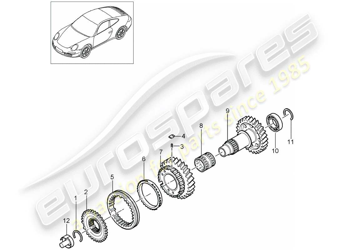 porsche 2012 (997-2) reverse gear part diagram