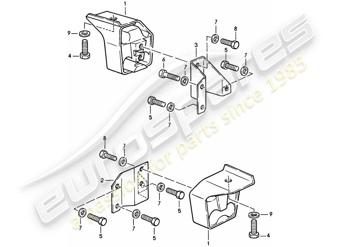 porsche 1986 (924s) transmission suspension - manual gearbox part diagram
