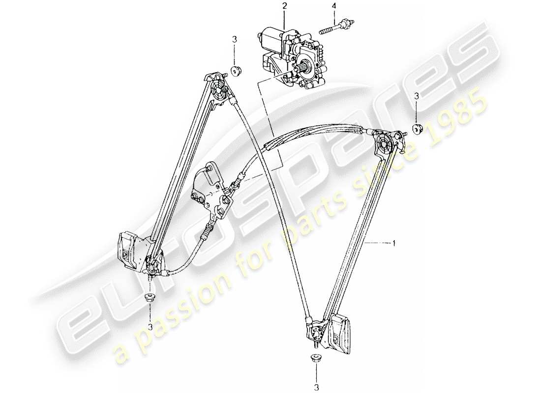 porsche 2001 (986 boxster) window regulator parts diagram