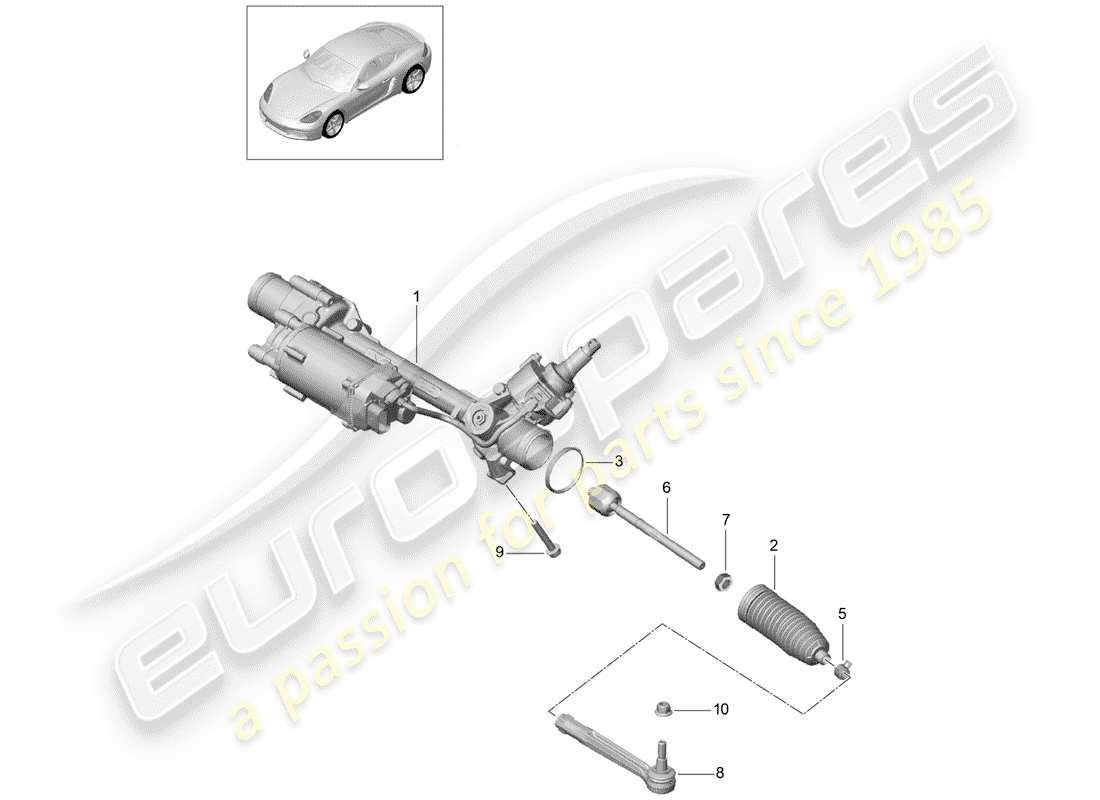 porsche 718 cayman (2019) steering gear parts diagram