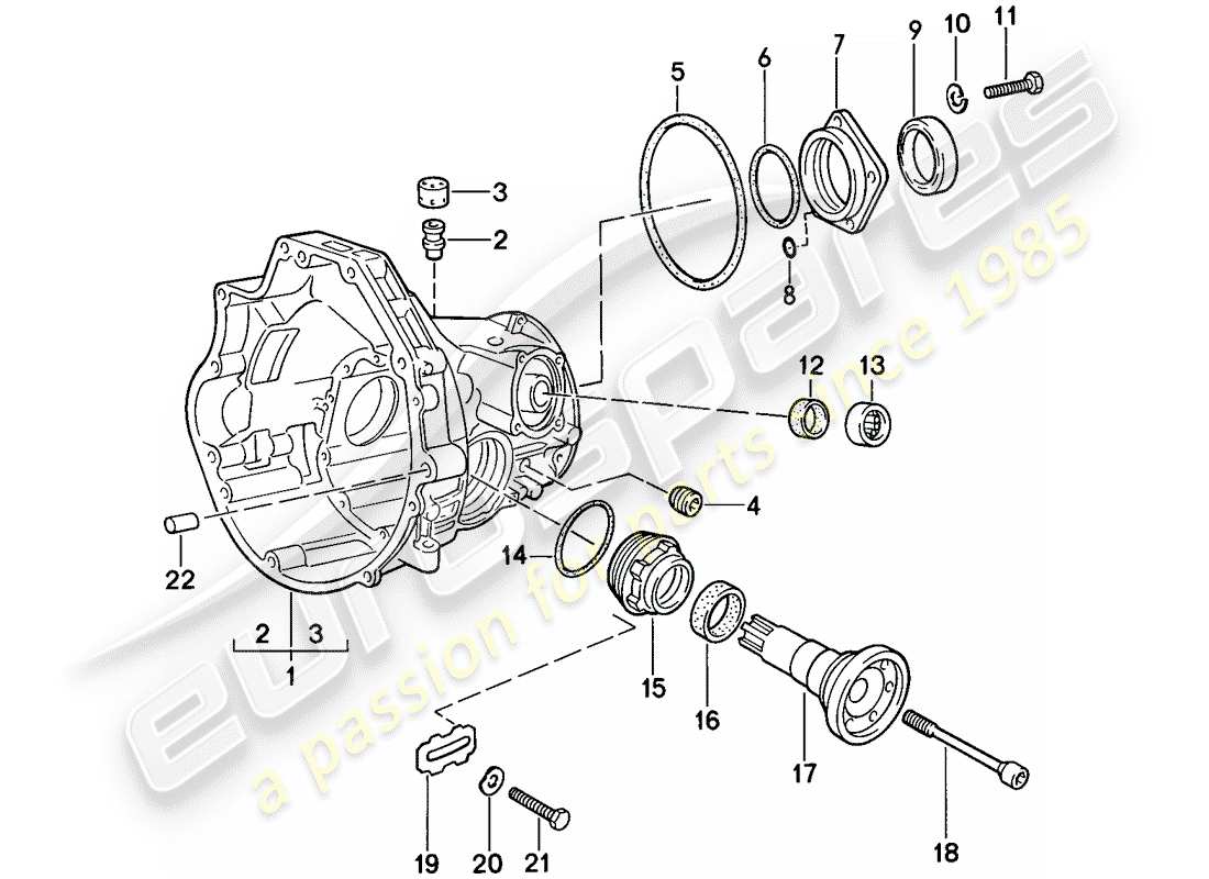 porsche 1982 (944) replacement transmission - final drive housing - automatic transmission part diagram