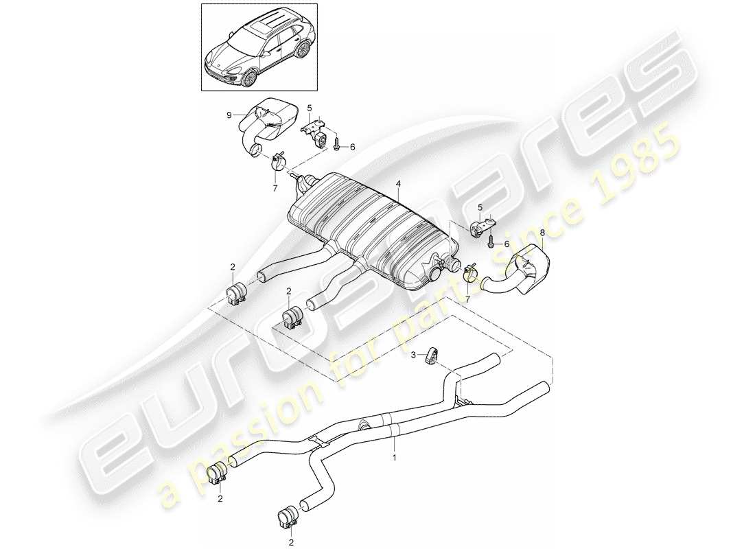 porsche cayenne e2 (2013) exhaust system part diagram