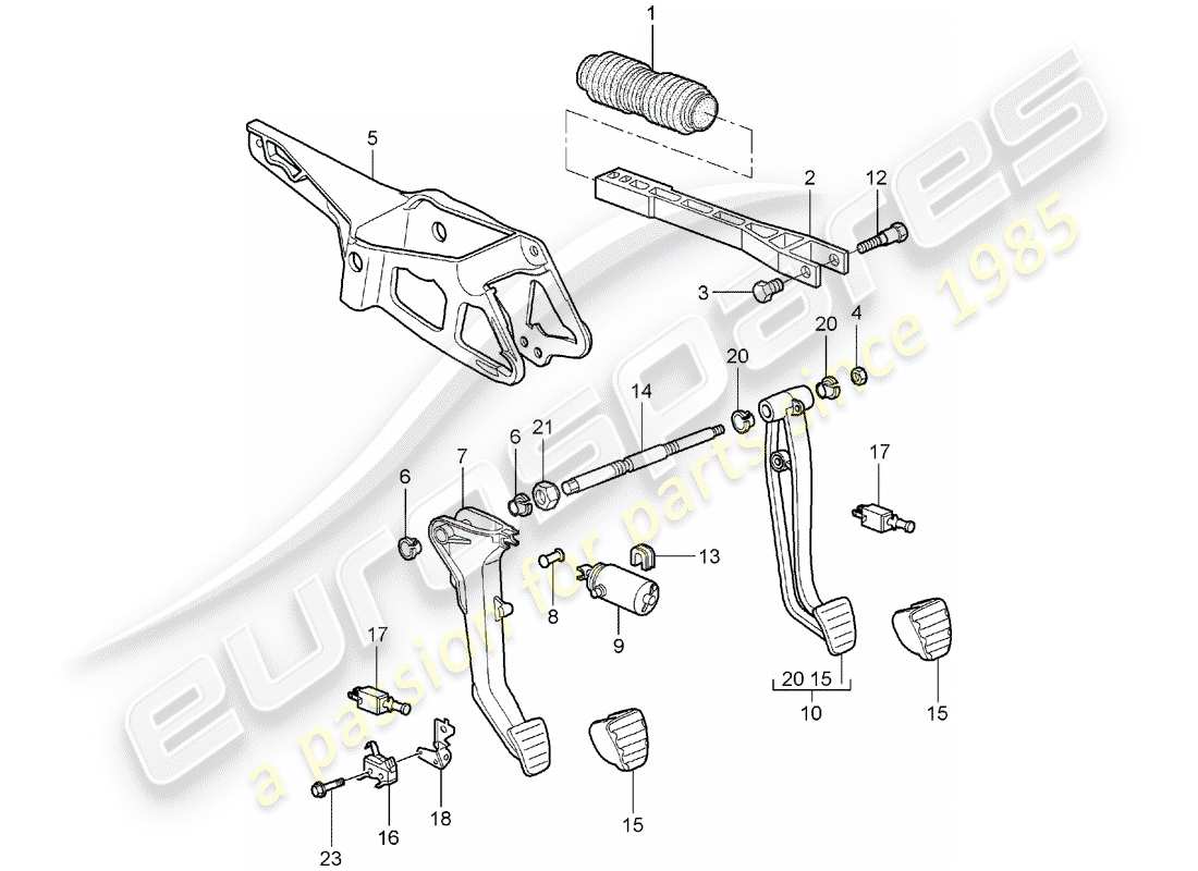 porsche 2007 (997-1) pedals part diagram