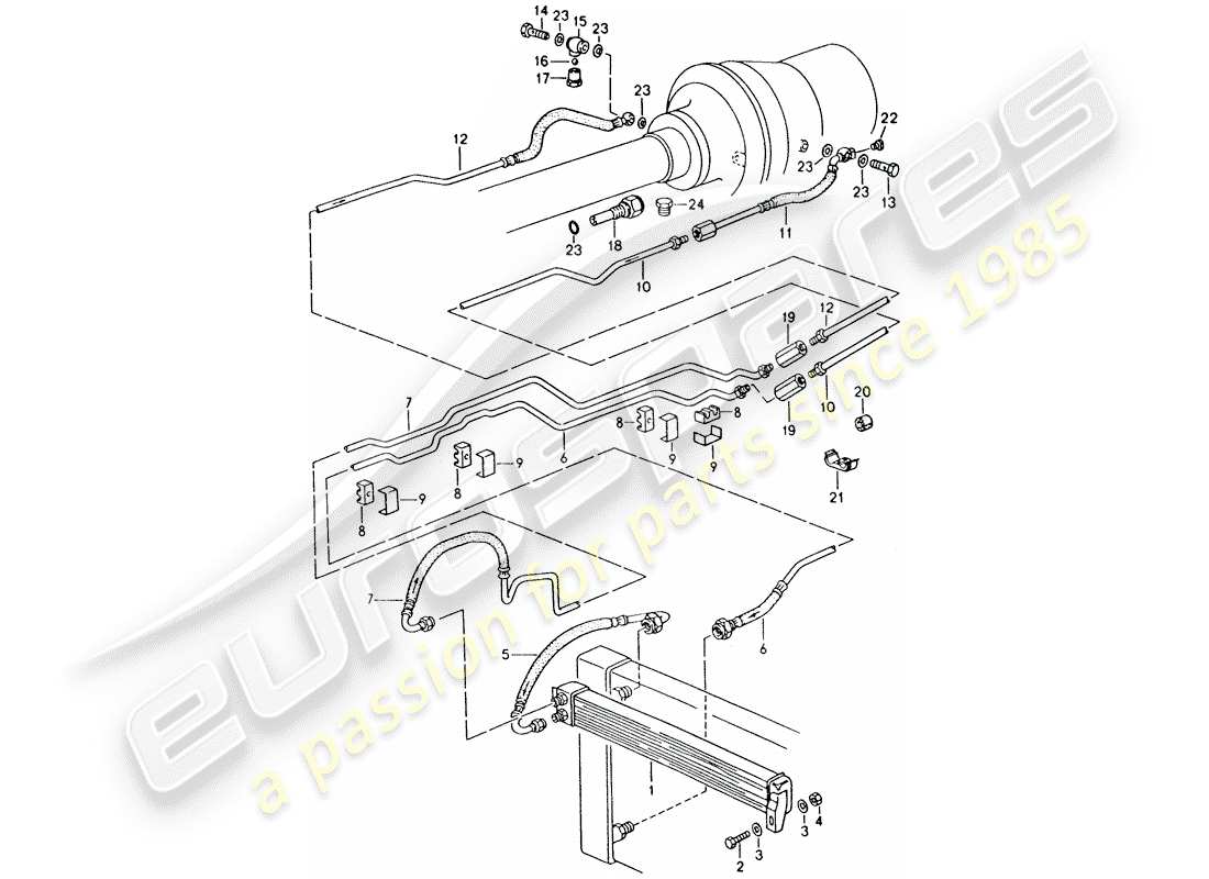 porsche 1993 (928) automatic transmission - atf cooler - atf lines part diagram
