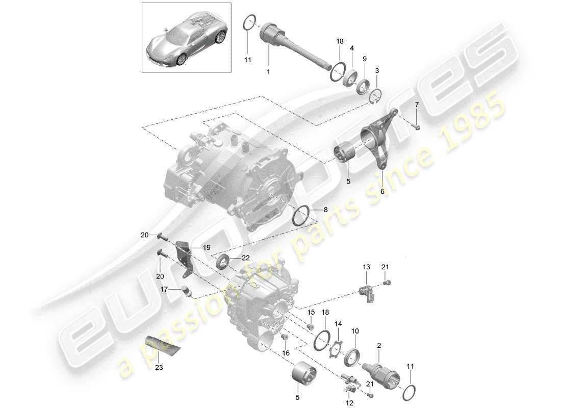 porsche 2015 (918 spyder) front axle differential part diagram