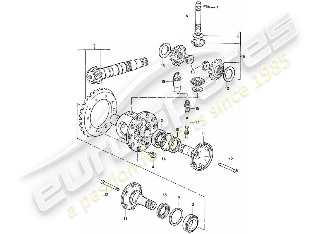 porsche 944 (1989) differential - for - manual gearbox part diagram