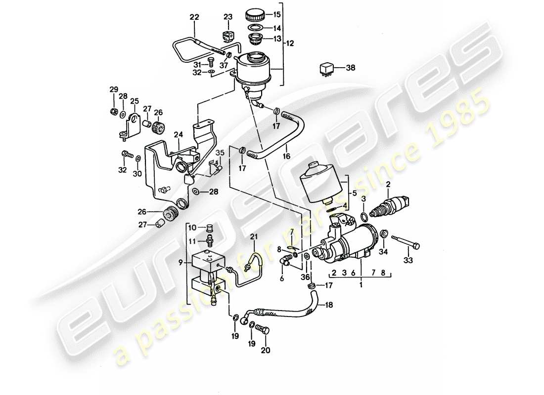 porsche 1994 (928) manual gearbox - lock control 1 part diagram