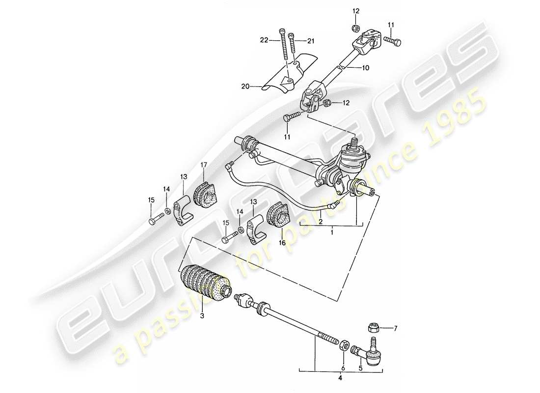 porsche 1991 (944) power steering - steering gear - steering track rod part diagram