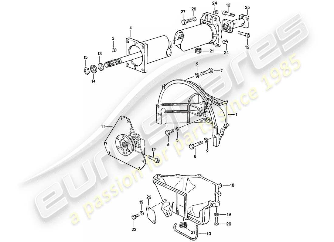 porsche 1984 (928) automatic transmission - central tube part diagram